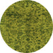 Round Machine Washable Abstract Green Modern Area Rugs, wshabs1775grn