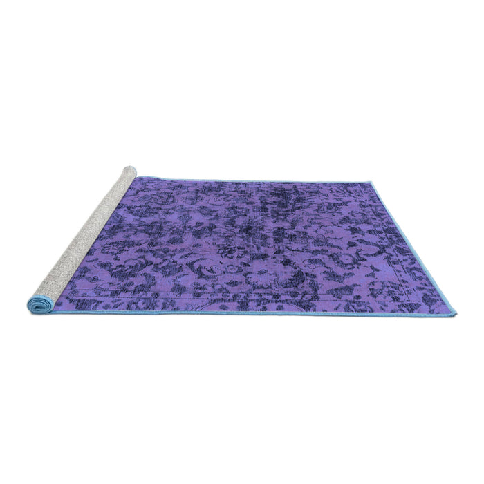 Sideview of Machine Washable Abstract Blue Modern Rug, wshabs1775blu