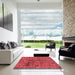 Square Abstract Red Modern Rug in a Living Room, abs1775