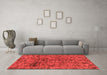 Machine Washable Abstract Orange Modern Area Rugs in a Living Room, wshabs1775org