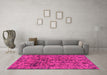 Machine Washable Abstract Pink Modern Rug in a Living Room, wshabs1775pnk