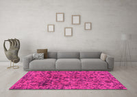 Machine Washable Abstract Pink Modern Rug, wshabs1775pnk