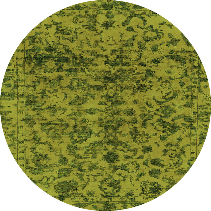 Round Abstract Green Modern Rug, abs1775grn