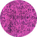 Round Machine Washable Abstract Purple Modern Area Rugs, wshabs1775pur