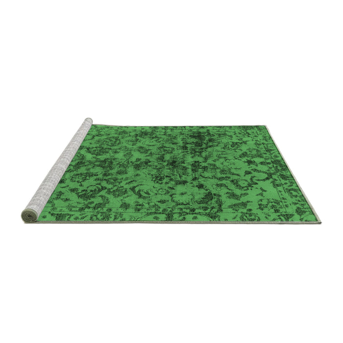 Sideview of Machine Washable Abstract Emerald Green Modern Area Rugs, wshabs1775emgrn