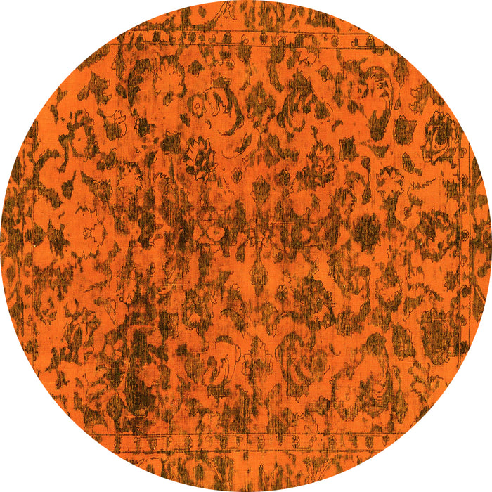 Round Abstract Yellow Modern Rug, abs1775yw
