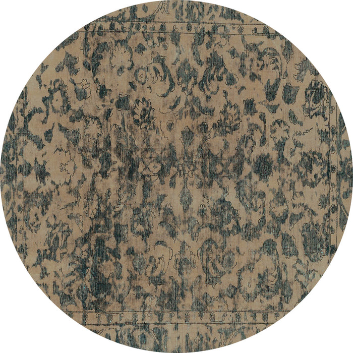 Round Abstract Turquoise Modern Rug, abs1775turq