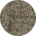 Round Machine Washable Abstract Turquoise Modern Area Rugs, wshabs1775turq