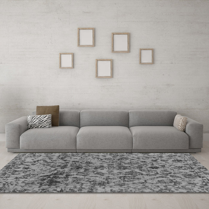 Machine Washable Abstract Gray Modern Rug in a Living Room,, wshabs1775gry