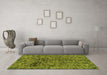 Machine Washable Abstract Green Modern Area Rugs in a Living Room,, wshabs1775grn