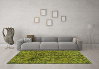 Machine Washable Abstract Green Modern Rug, wshabs1775grn