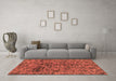 Machine Washable Abstract Brown Modern Rug in a Living Room,, wshabs1775brn