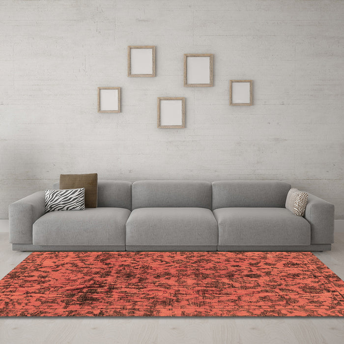 Machine Washable Abstract Brown Modern Rug in a Living Room,, wshabs1775brn