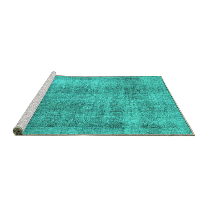Sideview of Machine Washable Abstract Turquoise Modern Area Rugs, wshabs1776turq