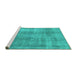 Sideview of Machine Washable Abstract Turquoise Modern Area Rugs, wshabs1776turq