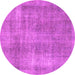 Round Machine Washable Abstract Pink Modern Rug, wshabs1776pnk