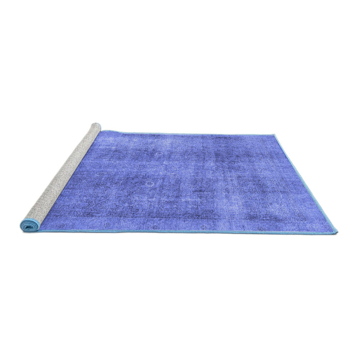 Sideview of Machine Washable Abstract Blue Modern Rug, wshabs1776blu