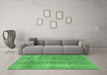 Machine Washable Abstract Emerald Green Modern Area Rugs in a Living Room,, wshabs1776emgrn