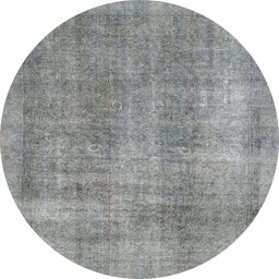 Round Machine Washable Abstract Dark Gray Rug, wshabs1776