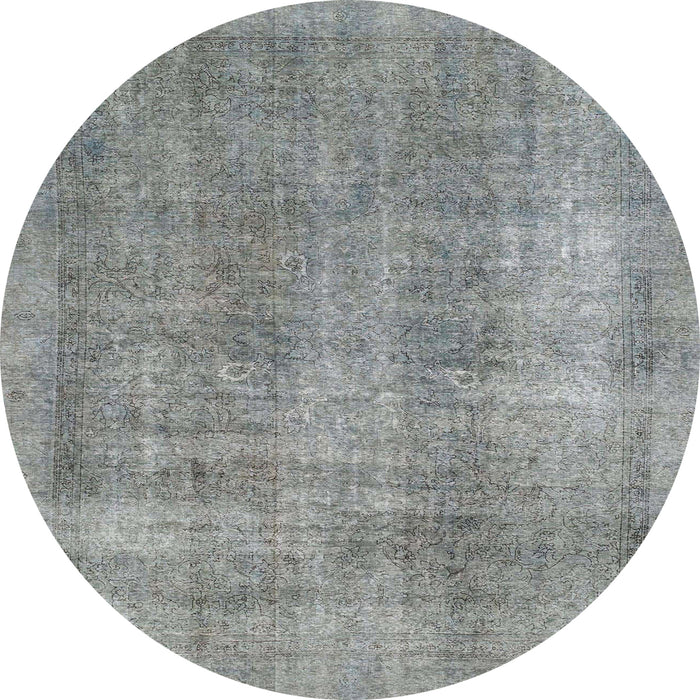 Round Machine Washable Abstract Dark Gray Rug, wshabs1776