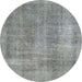 Round Machine Washable Abstract Dark Gray Rug, wshabs1776