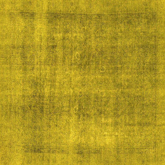 Square Machine Washable Abstract Yellow Modern Rug, wshabs1776yw