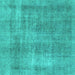 Square Machine Washable Abstract Turquoise Modern Area Rugs, wshabs1776turq