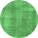 Round Abstract Emerald Green Modern Rug, abs1776emgrn