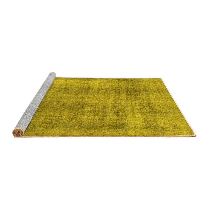 Sideview of Machine Washable Abstract Yellow Modern Rug, wshabs1776yw