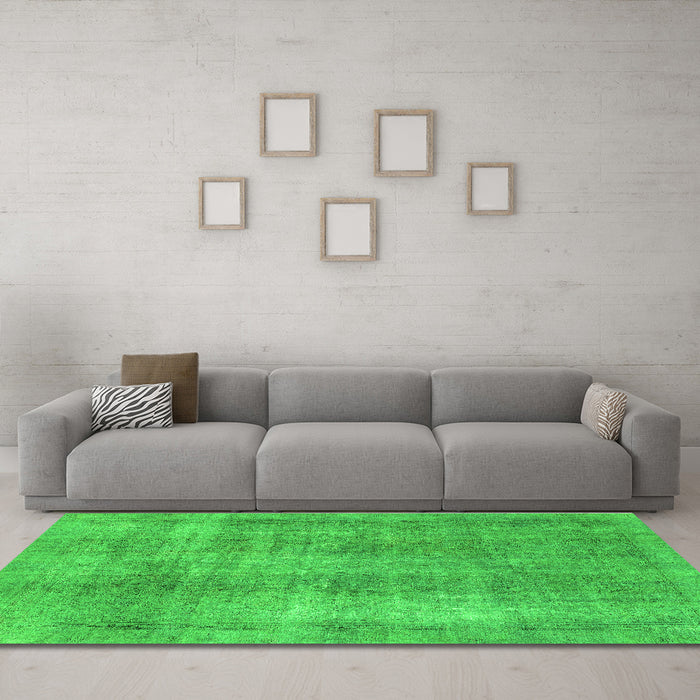 Machine Washable Abstract Green Modern Area Rugs in a Living Room,, wshabs1776grn