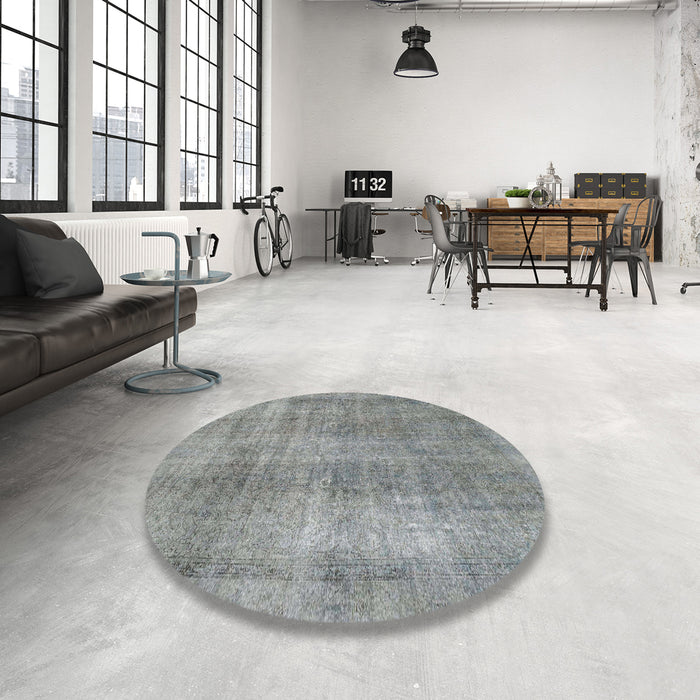 Round Machine Washable Abstract Dark Gray Rug in a Office, wshabs1776