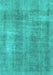 Machine Washable Abstract Turquoise Modern Area Rugs, wshabs1776turq