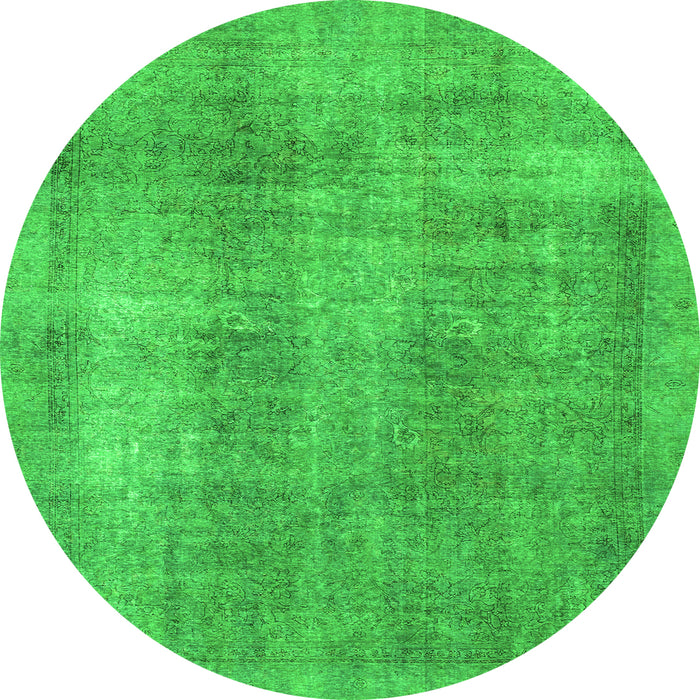 Round Machine Washable Abstract Green Modern Area Rugs, wshabs1776grn