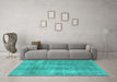 Machine Washable Abstract Turquoise Modern Area Rugs in a Living Room,, wshabs1776turq