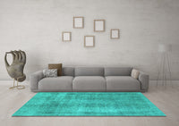 Machine Washable Abstract Turquoise Modern Rug, wshabs1776turq