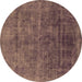 Round Abstract Brown Modern Rug, abs1777brn