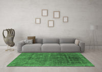 Machine Washable Abstract Emerald Green Modern Rug, wshabs1777emgrn