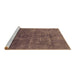 Sideview of Machine Washable Abstract Brown Modern Rug, wshabs1777brn