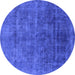 Round Abstract Blue Modern Rug, abs1777blu