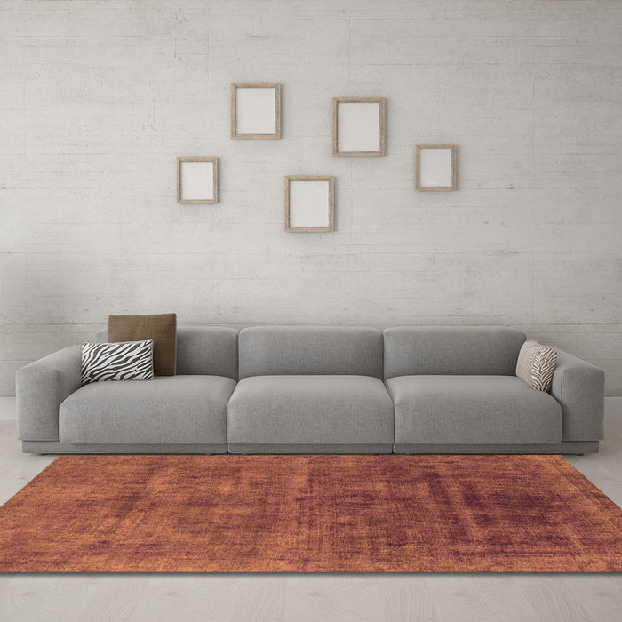 Machine Washable Abstract Orange Modern Area Rugs in a Living Room, wshabs1777org