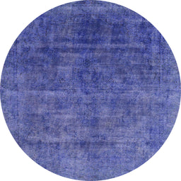 Round Machine Washable Abstract Light Slate Blue Rug, wshabs1777