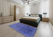 Machine Washable Abstract Light Slate Blue Rug in a Bedroom, wshabs1777