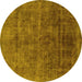 Round Abstract Yellow Modern Rug, abs1777yw