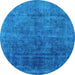 Round Machine Washable Abstract Light Blue Modern Rug, wshabs1777lblu