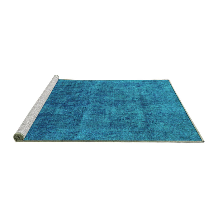 Sideview of Machine Washable Abstract Turquoise Modern Area Rugs, wshabs1777turq