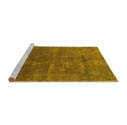 Sideview of Machine Washable Abstract Yellow Modern Rug, wshabs1777yw