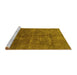 Sideview of Machine Washable Abstract Yellow Modern Rug, wshabs1777yw