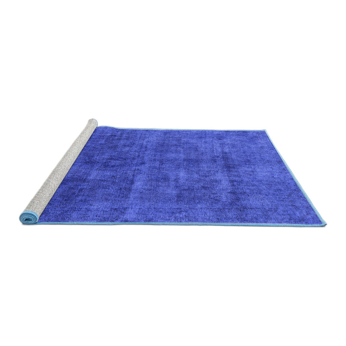 Sideview of Machine Washable Abstract Blue Modern Rug, wshabs1777blu