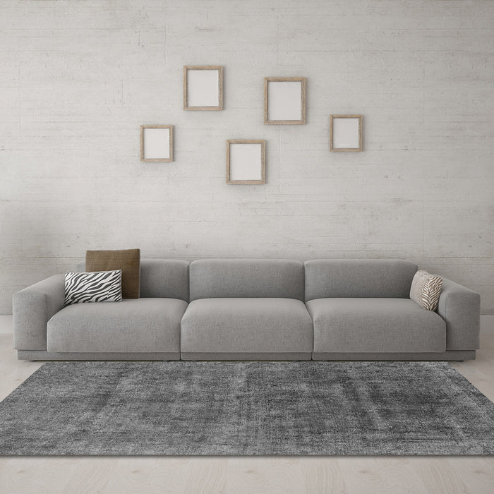 Machine Washable Abstract Gray Modern Rug in a Living Room,, wshabs1777gry