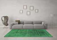 Machine Washable Abstract Green Modern Rug, wshabs1777grn